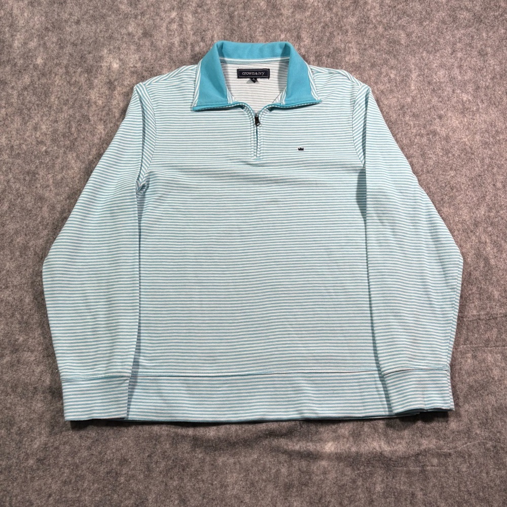 Crown‎ & Ivy Womens Blue/White Striped Long Sleeve Shirt Size S